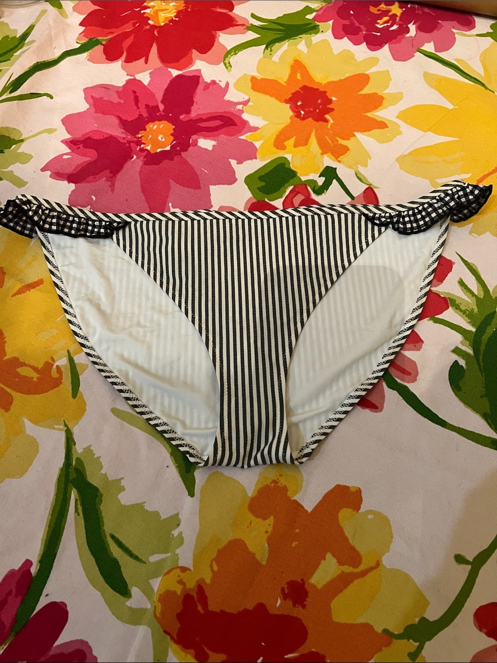 aerie Black and White Striped Bikini Bottom